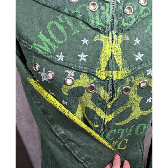 Affliction Gothic American Customs Motor Club Green Jacket - Picture 9 of 13
